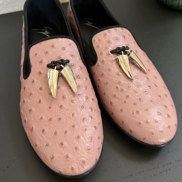 Giuseppe Zanotti Ostrich Textured Leather Slip On Stylish Loafer - Picture 4 of 13